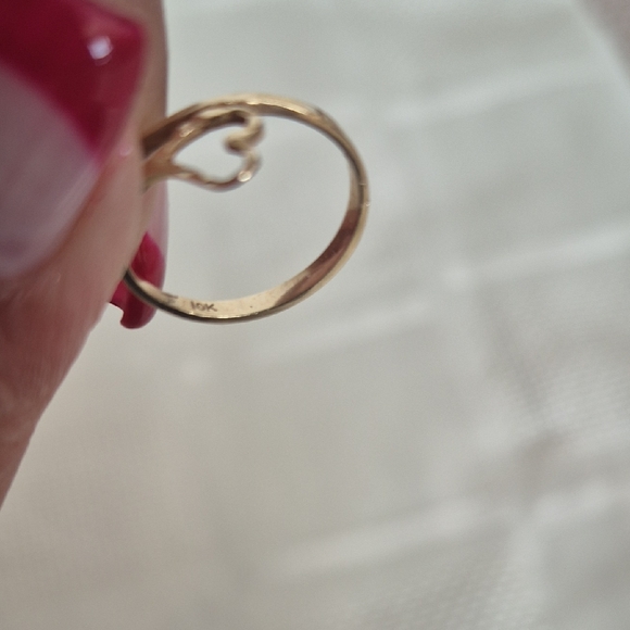 Chic Gold Double Heart 10K Ring - Picture 2 of 16